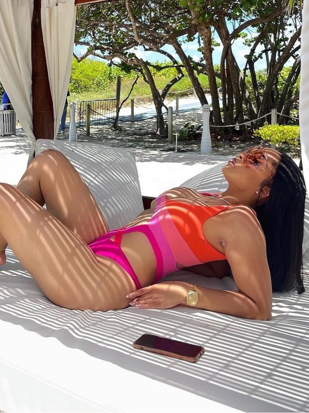 Agent Provocateur Pink and Orange Cutout Swimsuit